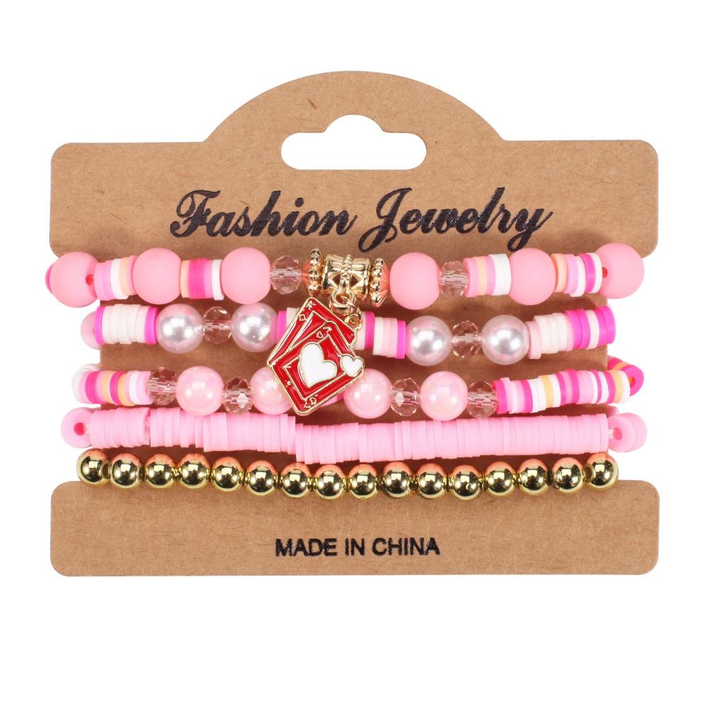 5pcs/set DIY Romantic LOVE Pendant Acrylic Beads Colorful Stone Wristband Bracelet  Hand Decoration