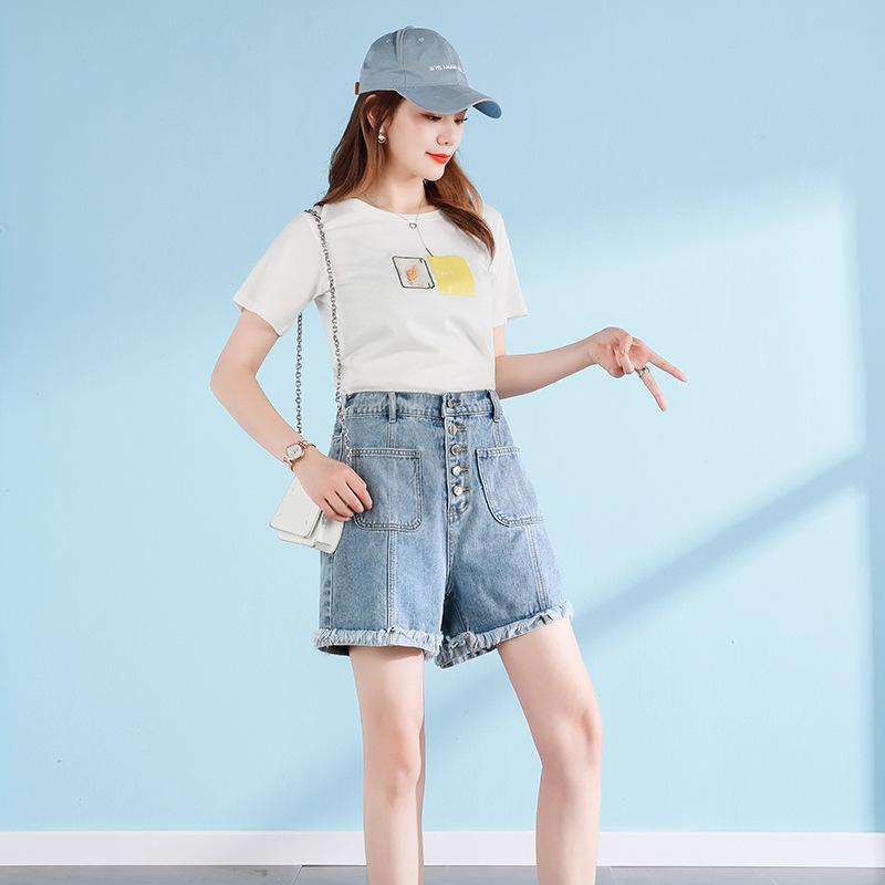 

Джинсовые шорты больших размеров, женские летние свободные брюки из мешковины с высокой талией, широкие брюки Tide 8XL светло-синий