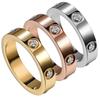 "Trendy European-American Titanium Steel Couple Ring with Diamond Accents"