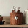 Handmade Rattan Weave Tissue Box Cute Little Bear Tissue Case Desktop Napkin Holder Roll Tissue Case A Living Room Decorations