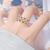 S925 Sterling Silver Natural Gemstone Tourmaline Ring Women'S Multicolor Treasure Ring Index Finger Ring
