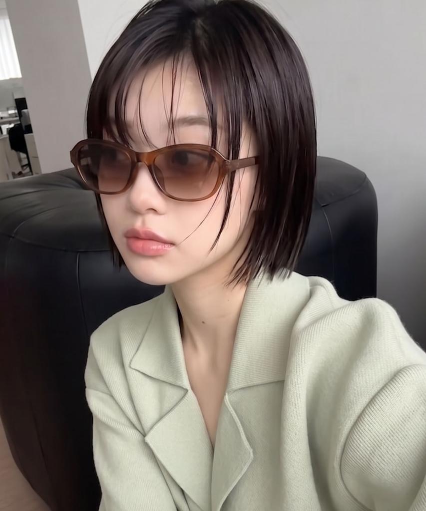 Tukyubeu Retro Cat-Eye Oval Sunglasses(Brown)