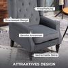 Ohrensessel Sessel, Vintage Design, Knopfheftung, Gedrehte Beine, 74 cm x 86 cm x 102 cm, Grau