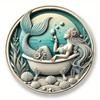 Metal Poster Wall Art, Vinyl Record Mermaid Bathroom, Nautical Home Decor