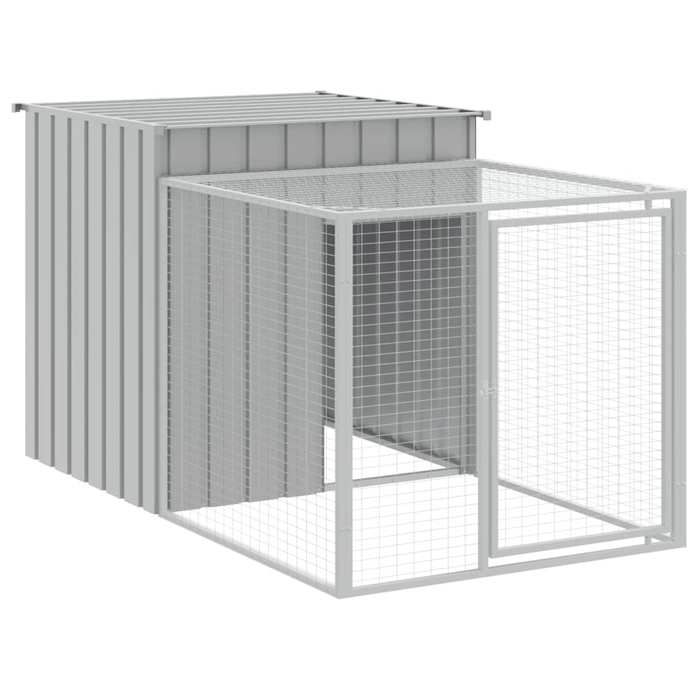 VidaXL Chicken Coop with Run Light Grey 110x201x110 Cm Galvanized Steel, Chicken Coop, Chicken Run, Chicken Coop with Run, 172360