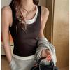 American-style fake two-piece camisole for women, summer outerwear and inner layering, sweet spicy girl slim-fitting sleeveless top
