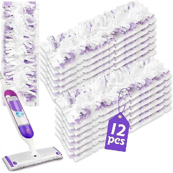 SOJOCK 12 Pack Disposable Power Mop Pad Refills Fits Swiffer PowerMop Multi-Surface Mop and Swiffer PowerMop Wood Mop, Spray Mop Pads for Floor 12