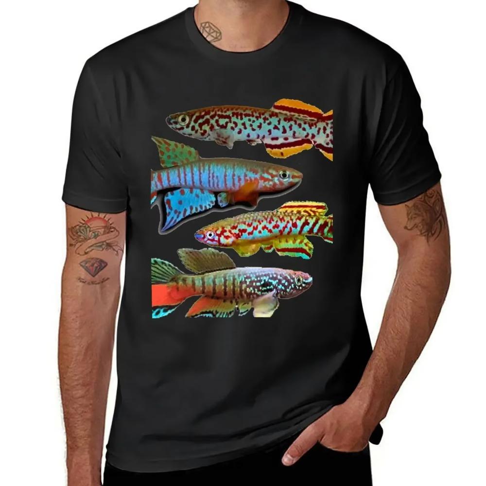 

4 African Killifish T-Shirt sweat design your own boys animal print plain t shirts men XXXXXL чёрный
