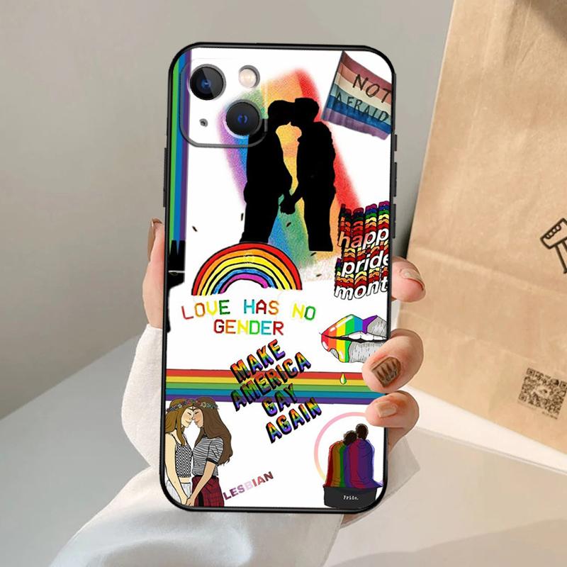 Gay Lesbian LGBT Rainbow Pride Phone Case For iPhone 17 Air 16 15 14 13 11 12 Pro Max 13 12 mini 15 16 Plus 16e Cover Coque