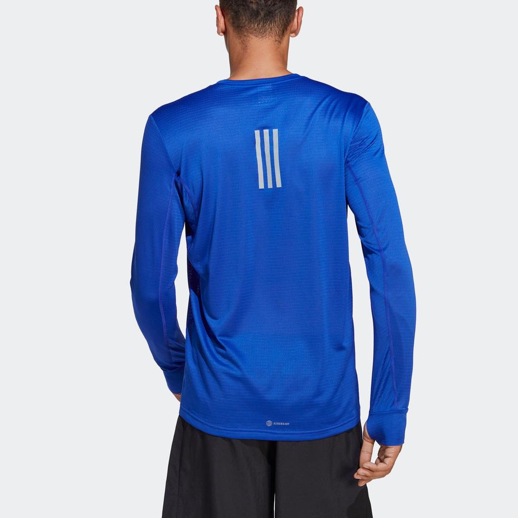 Adidas Color Block Logo Print Crew Neck Long Sleeve T-Shirt Men Tops Bright-Blue HR6600