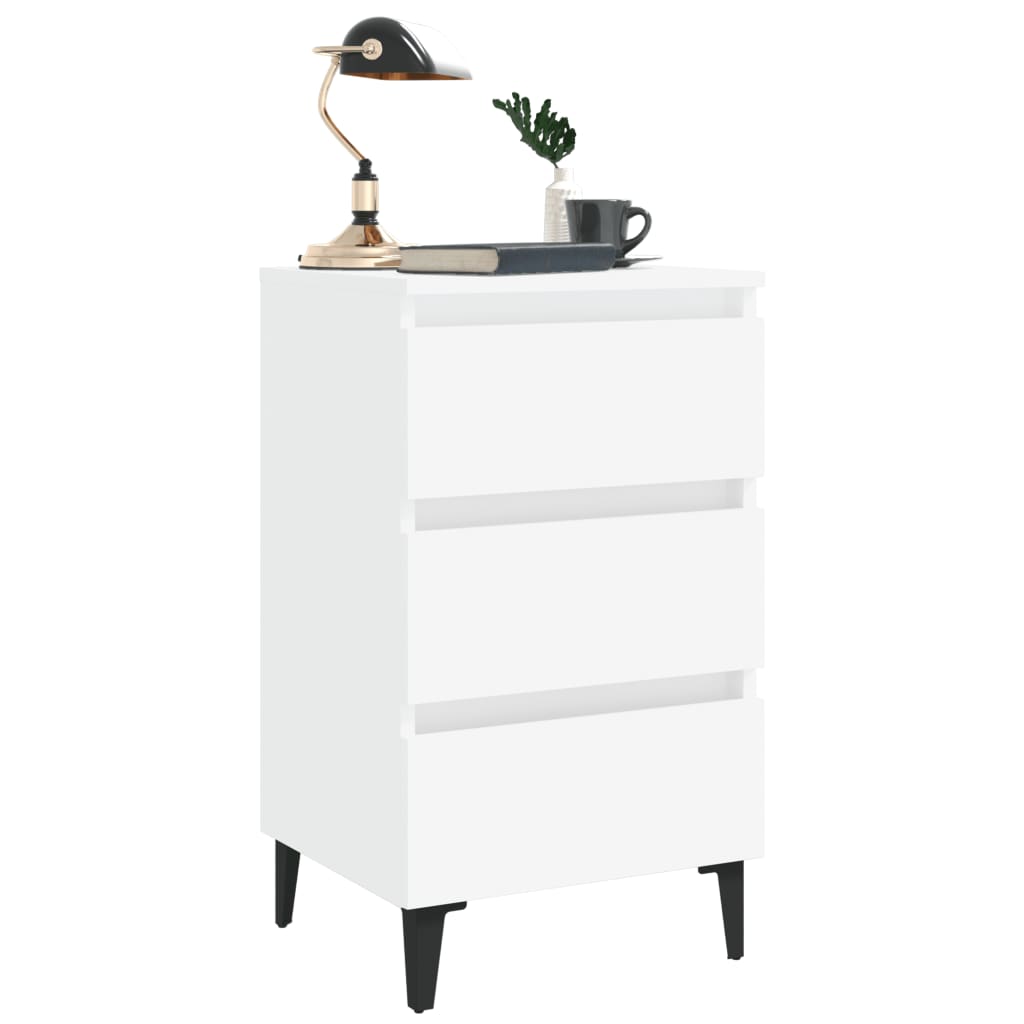 Nightstand with Metal Legs White 40 x 35 x 69 cm