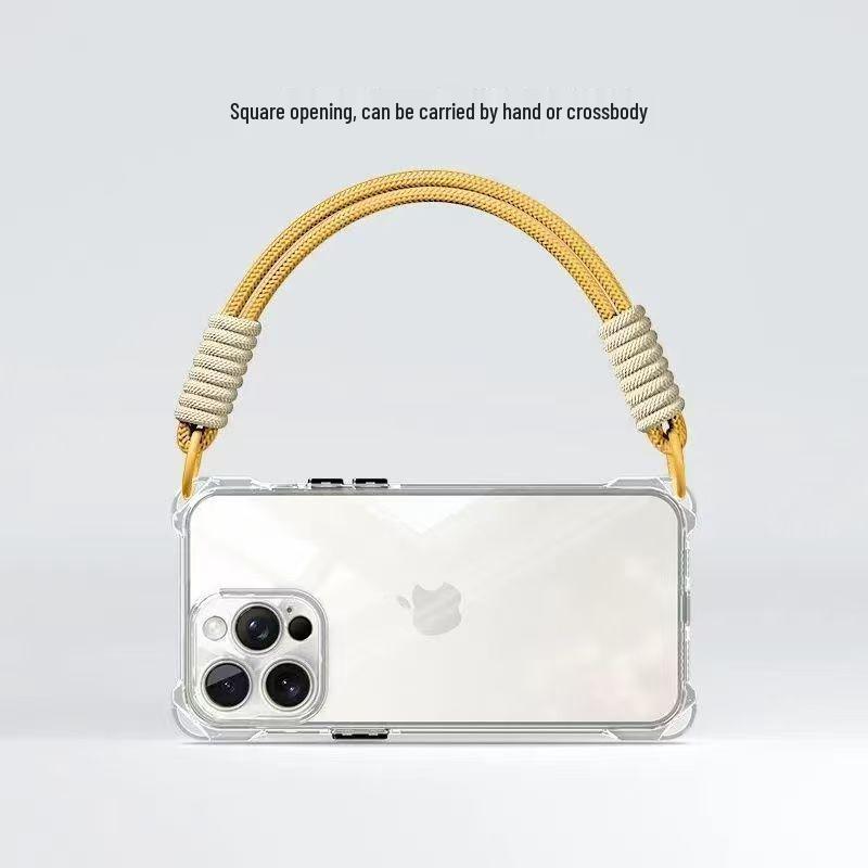 Transparente quadratische Lanyard-Hülle für Apple iPhone 11/13/14/15/16/XR/XS - Vollständige Abdeckung