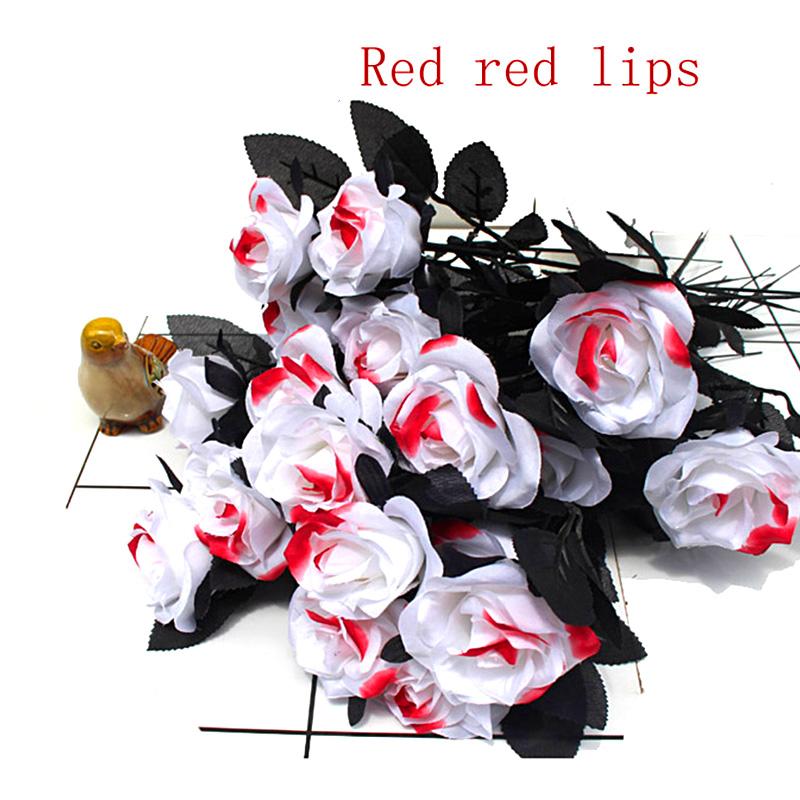 

5pc Decor Burgundy Roses Decoration Wedding Artificial Flowers Bunch DIY 6 Color Accessories