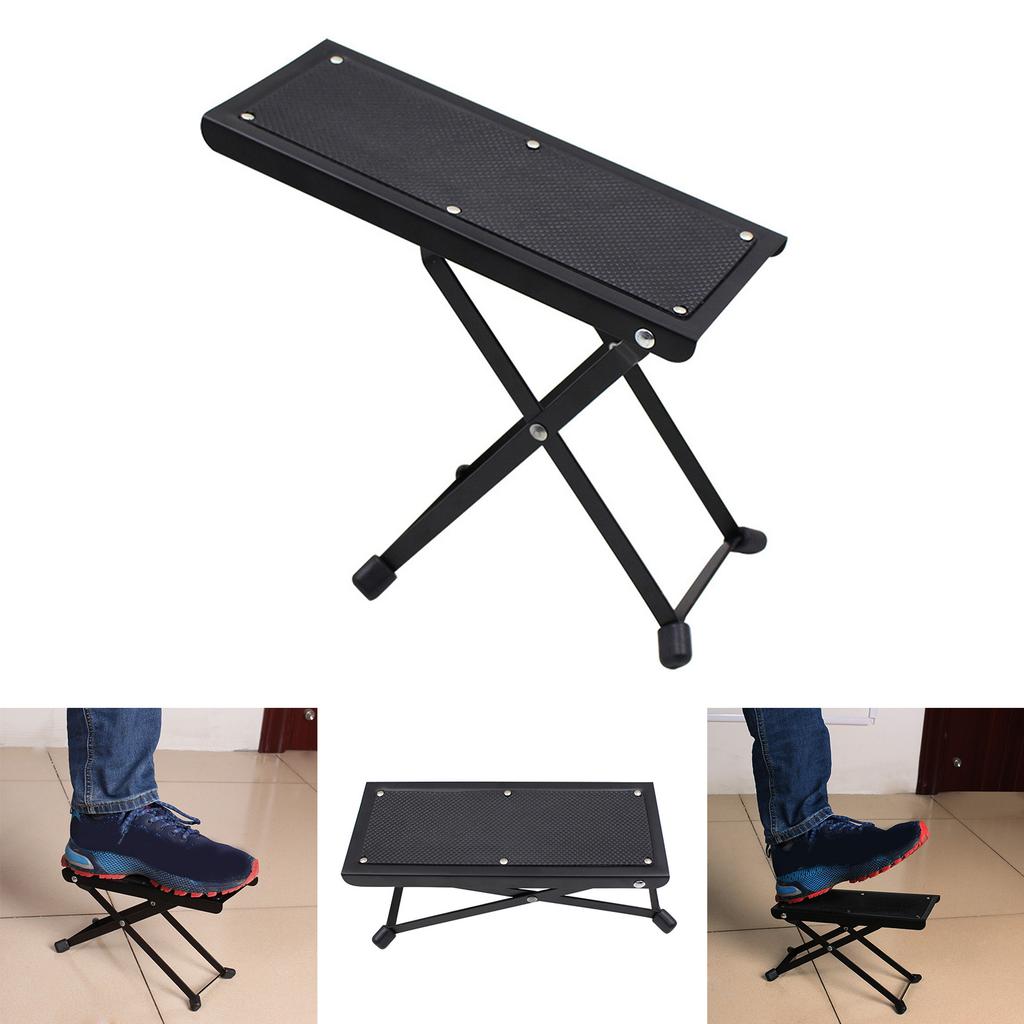 Metal Guitar Foot Stool 4 Gears Adjustable Guitar Foot Rest No-slip Foldable Footrest for Classical Acoustic Guitar Part