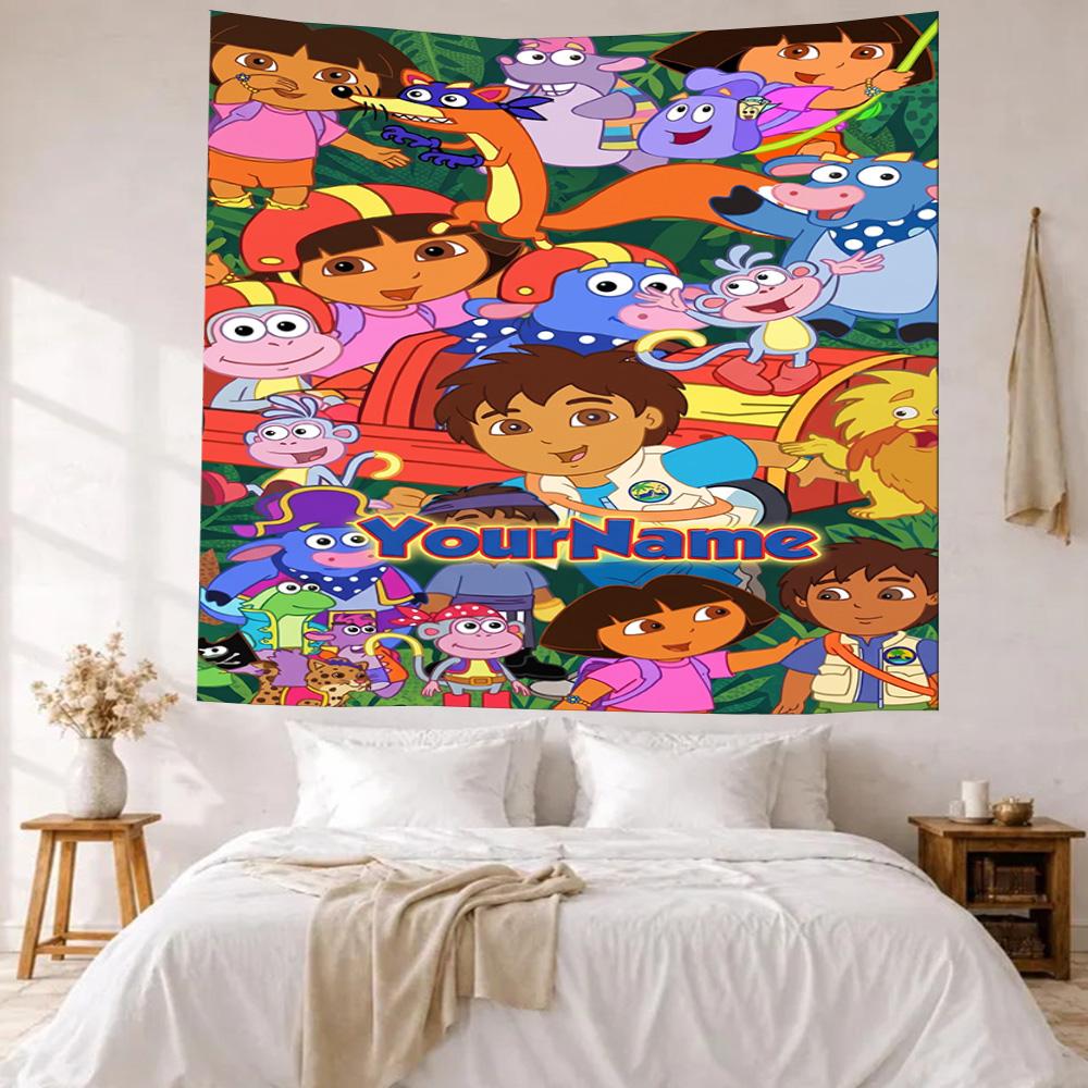 Dora Explorer Custom Your Name Wall Decor Tapestry Art For Pet Memorial Birthdaywedding Party Backdrop Family Gift
