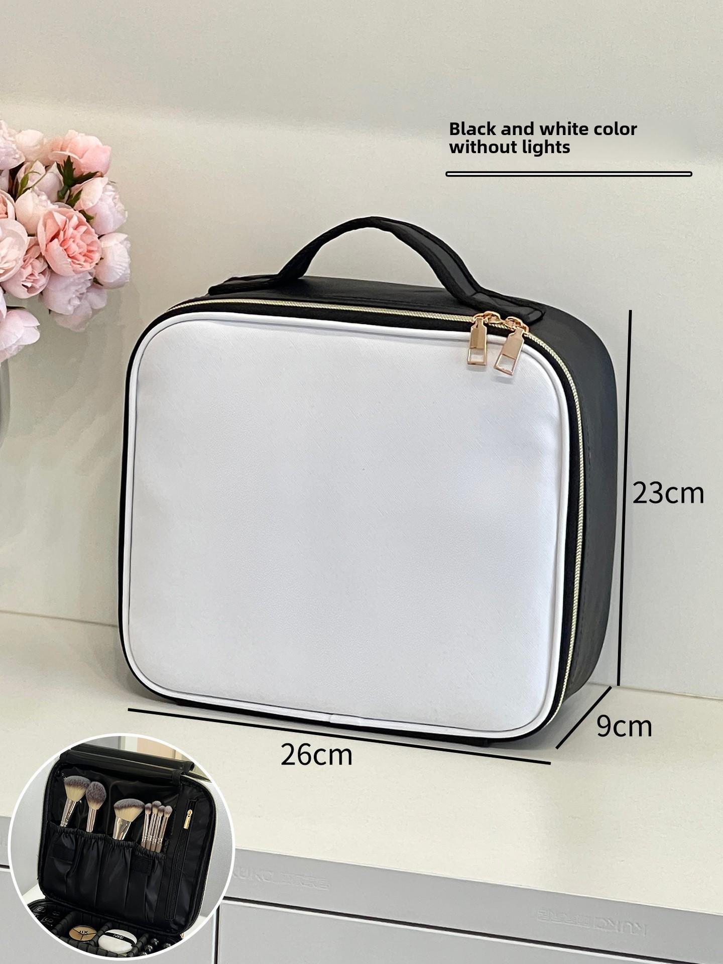 

Популярна косметичка великої місткості з дзеркалом зі світлодіодним підсвічуванням - портативна подарункова коробка краси mirrorless makeup case чорний/білий