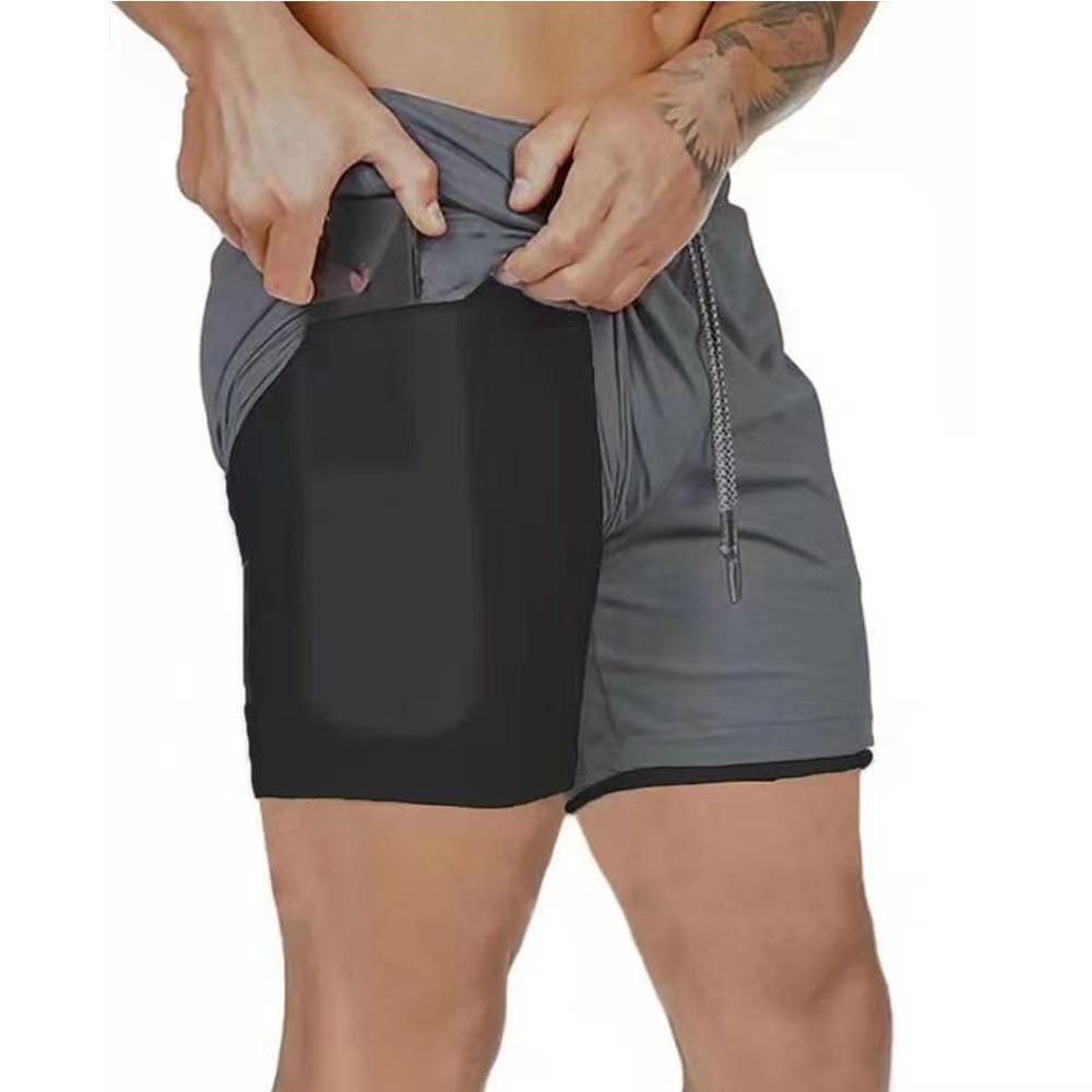 Men's Trendy Double Layer Running Shorts: Casual, Outdoor, Sports Fitness Wear