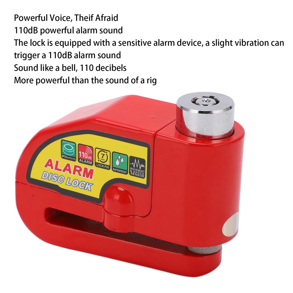 Bike Disc Brake Lock Anti Theft Electric Motorcycle Alarm Disc Lock with 110dB Alarm Sound for Motorbike Bike Scooter