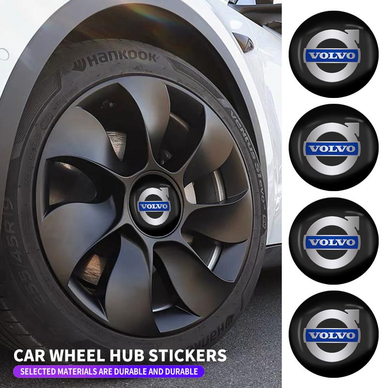 4ks 56mm Samolepky na středové krytky kol auta Pokličky kol Samolepka Pro Volvo Rdesign AWD C30 C70 S40 S60 S70 S80 S90 V40 V50 V60 V70