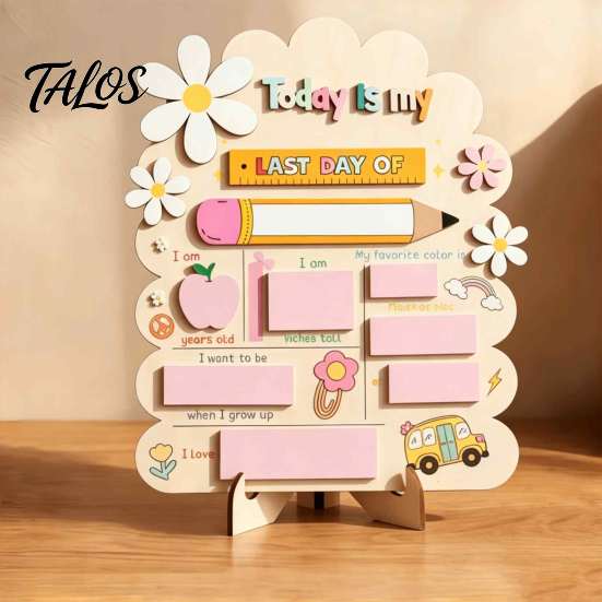 Birthday Party Sign First and Last Day of School Board for Kids, Reusable Wooden Handwritten Note Holder Chalkboard Sign, Cute Writing Daily