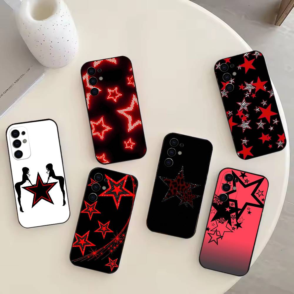 F-five-pointed star Phone Case For Samsung S25,S24,S21,S22,S23,S30,Ultra,S20,Plus,Fe,Note,10,9,5G Black Cover