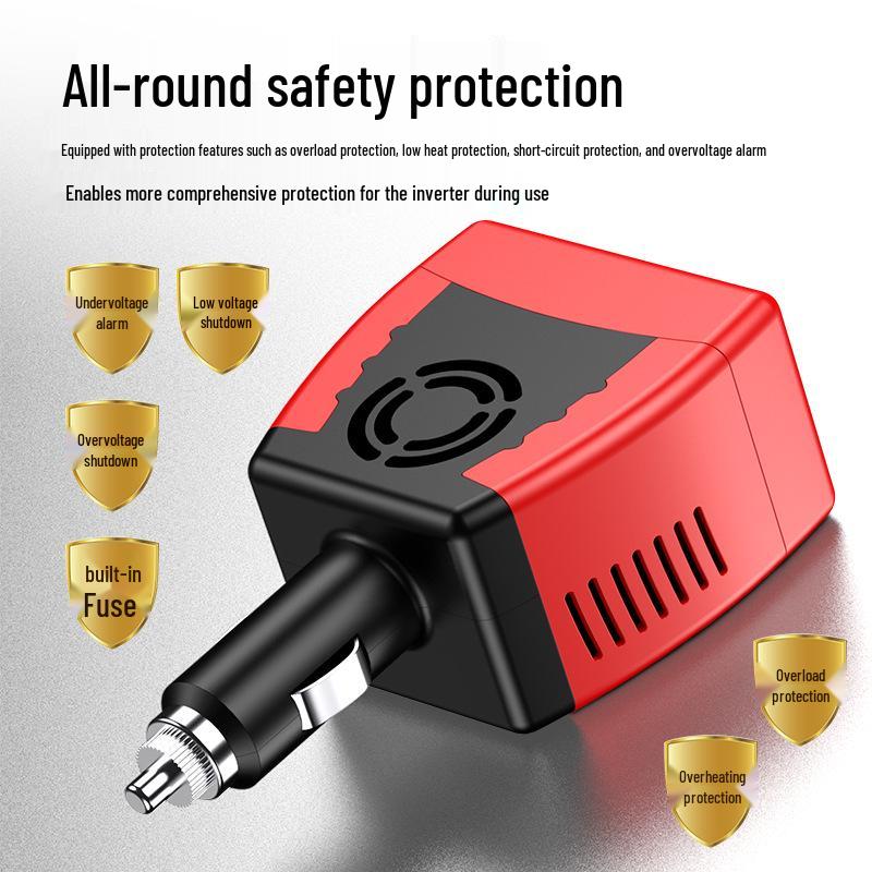150W Car Inverter and Smart Charger with USB 2.4A for Mobile Phones