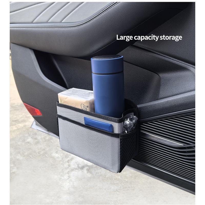 Car Side Door Foldable Trash Can PU Leather Multifunction Storage Box Car Organizer Seatback Hanging Storage Bag Trash Bin