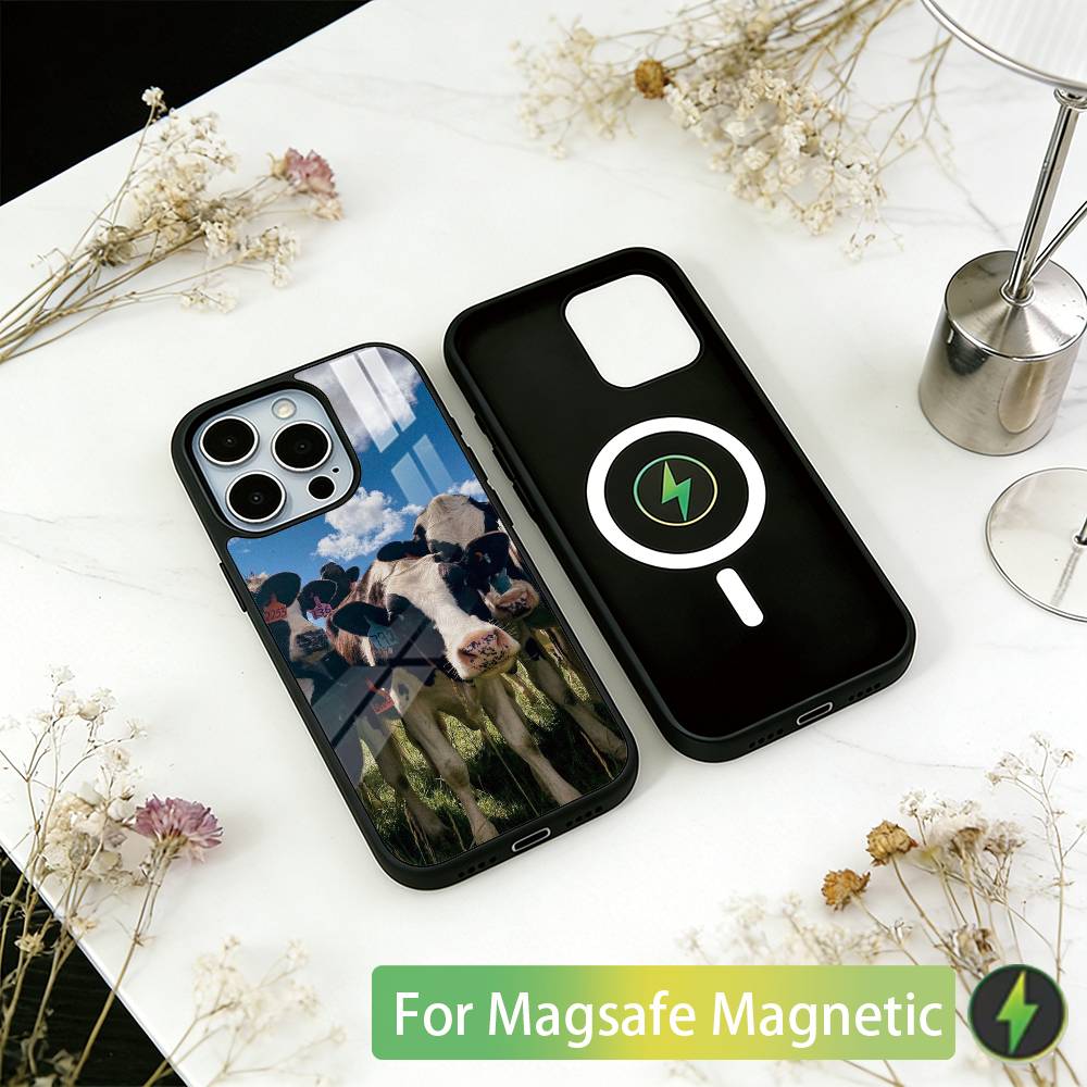 Funny Cute Cows Phone Case For iPhone17,16,15,14,13,12,11 Plus,Pro Magnetic with Magsafe Wireless Charging