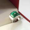 Natürlicher Hetian Jade Quadratischer Smaragd Katzenaugenstein Vintage Ring für Paare