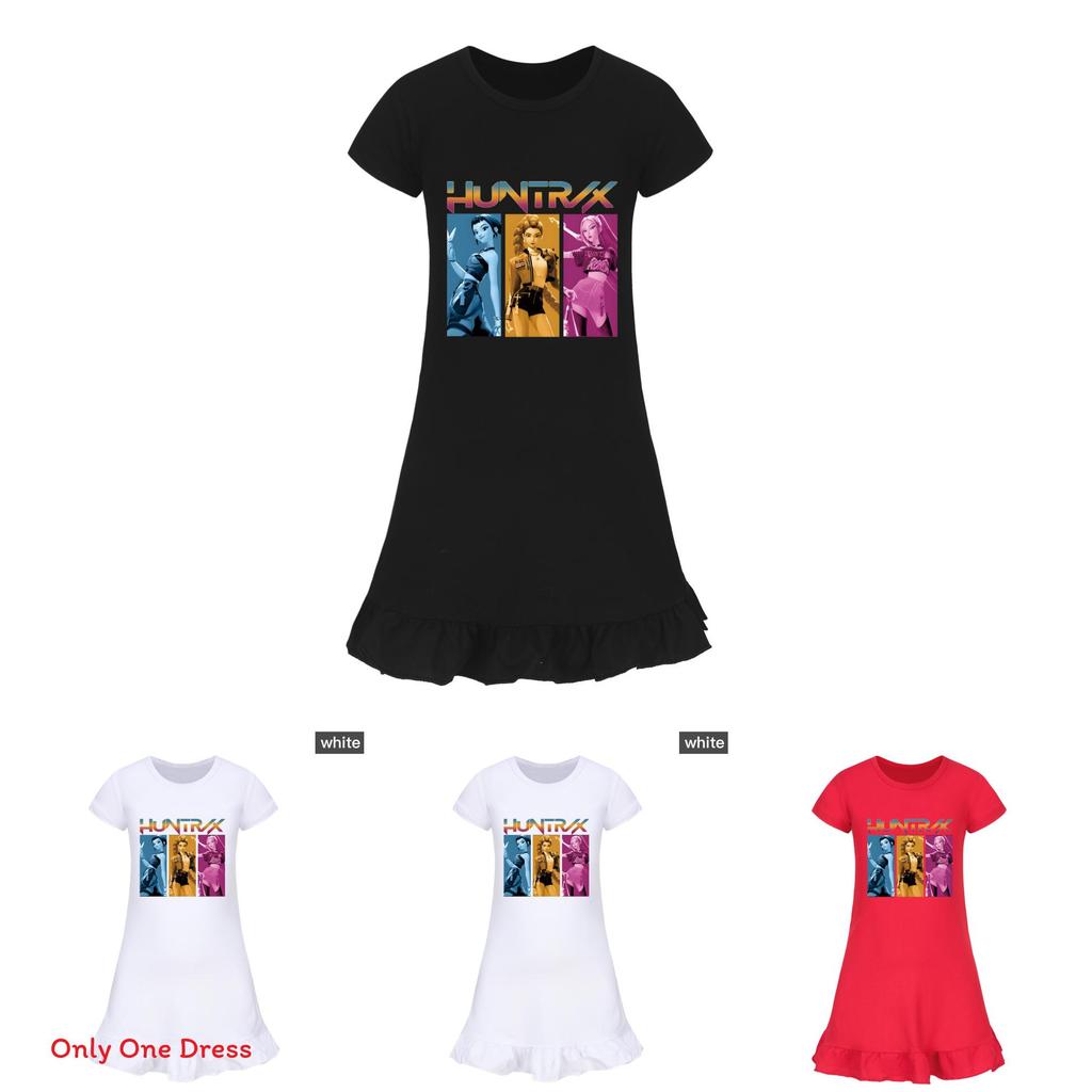 Kpop Demon Hunter Girl Short Sleeve Nightdress With Polyester Fabric For Teen Lounging