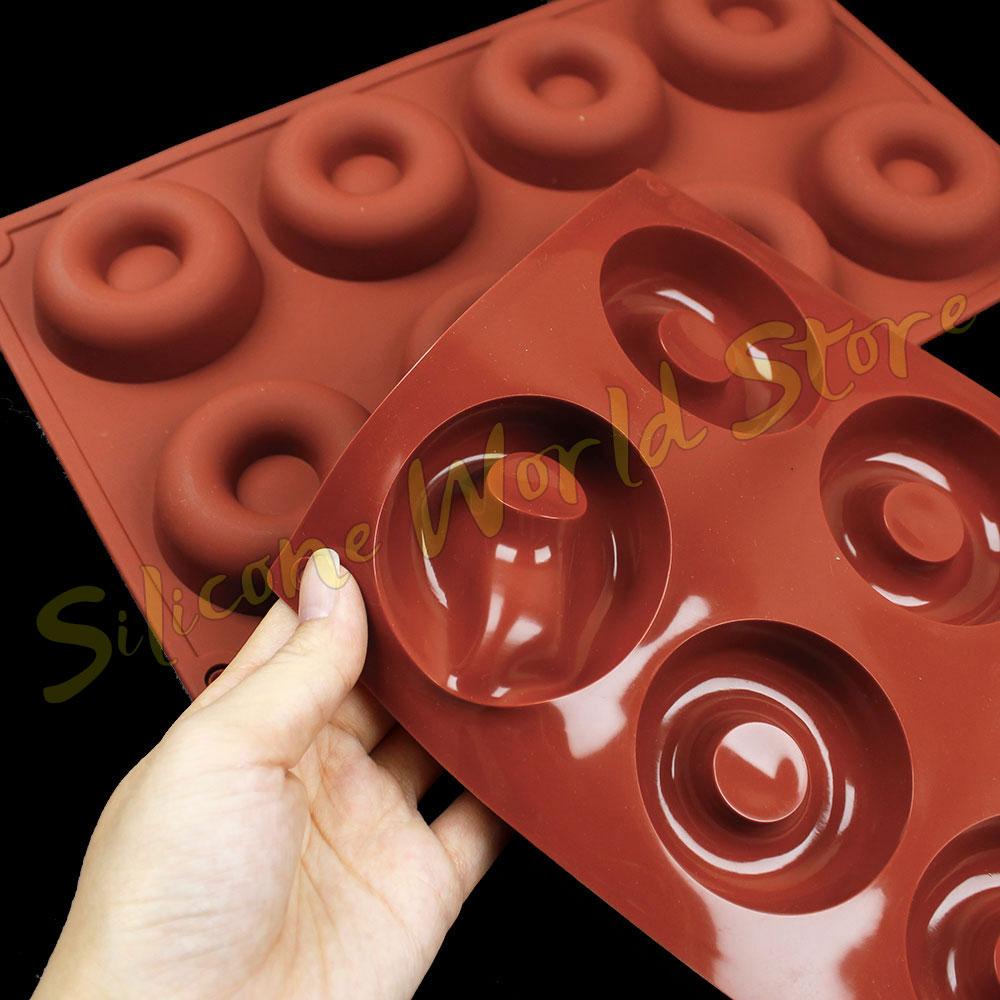 Silicone World 8 Holes Donut Silicone Molds Cookie Muffin Cake Mold Chocolate Donut Dessert Baking Pan Pastry Baking Mold