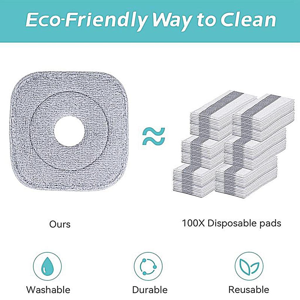 4-Piece Square Microfiber Mop Head Replacement Pad Squeeze Automatic Separation Spin Cleaning Floor Mop Pads for Cleaning Mops