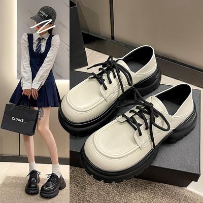 2024 Thick Soled Mary Jane Small Leather Shoes for Women, Autumn British Style Retro Sponge Cake Niche