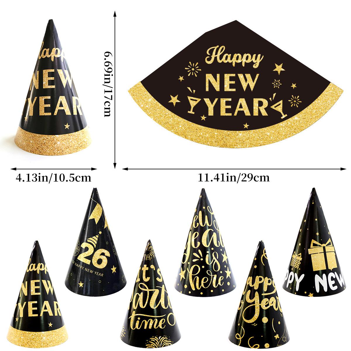 New Year S Paper Black And Gold Hat New Year S Eve Party Dress Up Children S Hat Customization Pack of 6