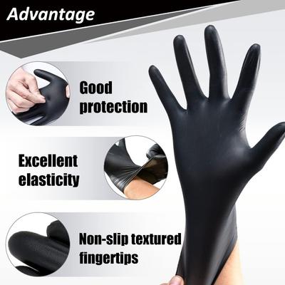 100PCS Black Disposable Nitrile Gloves Food Safe Extra Thick Waterproof Non Slip Hand Protection for Cooking Cleaning Kitchen