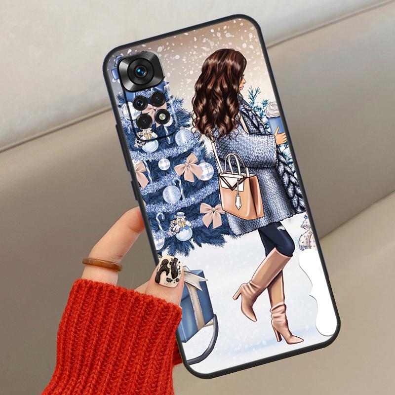 Fashion Girl Merry Christmas Case For Xiaomi Redmi Note 13 12 11 10 14 15 Pro Plus Cover For Redmi 15C 14C 10C 12C 13C 15