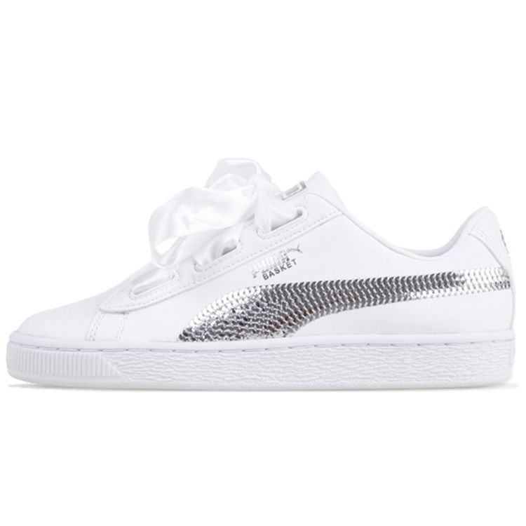 Puma Basket Low Top Kids Skate Shoes Kids Sneakers White 366847-02
