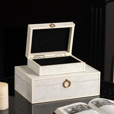 White Leather Storage Box Pull-out Decorative Box Jewelry Storage Container Rectangular Flip Cover Storage Tank Home Decoration