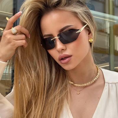 Polygon Square Sunglasses UV400 Rimless Sports Eyewear for Women Men Trendy Metal Frame Sun Glasses Cycling Brand Shades