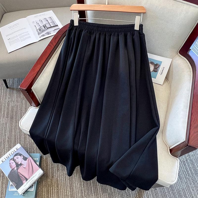 

Plus Size High Waist A-Line Midi Skirt - Slimming, Flared, Autumn/Winter Style. 5XL чёрный