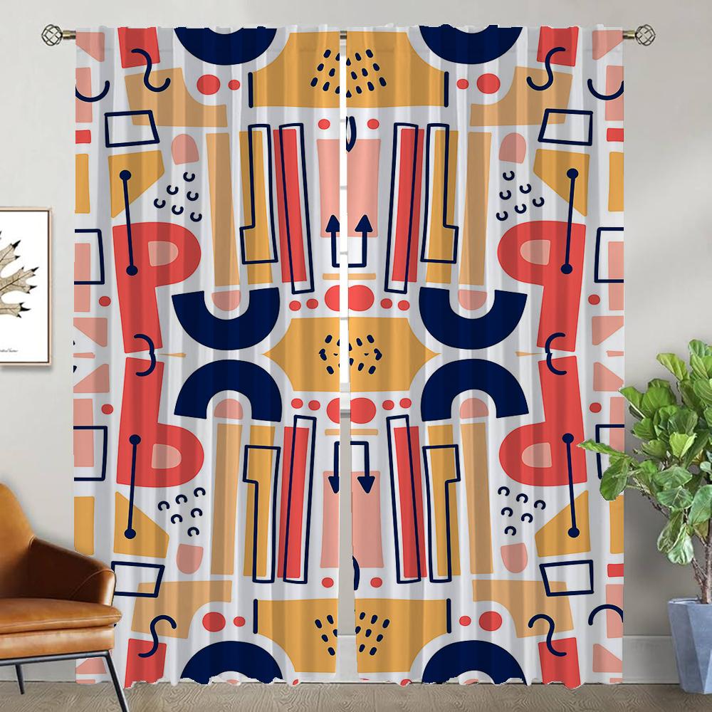 

Шторы с художественным узором для перегородки в спальне, элегантные шторы для комнаты, 2 шт., украшения на Хэллоуин, затемняющие шторы для гостиной W50xH70cmx2pcs-CL