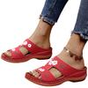 Women Embroidery Slide Sandals Vintage Embroidery Design PU Leather Slipper Gift for Christmas Birthday New Year