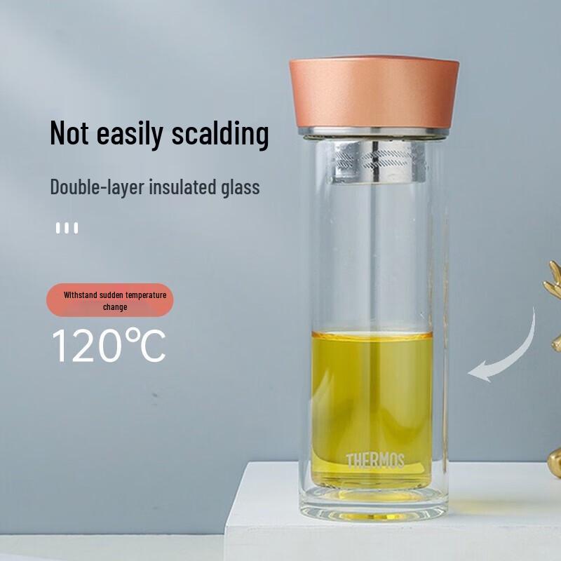 THERMOS 300ml Double-Layer Tea Infuser Glass Cup