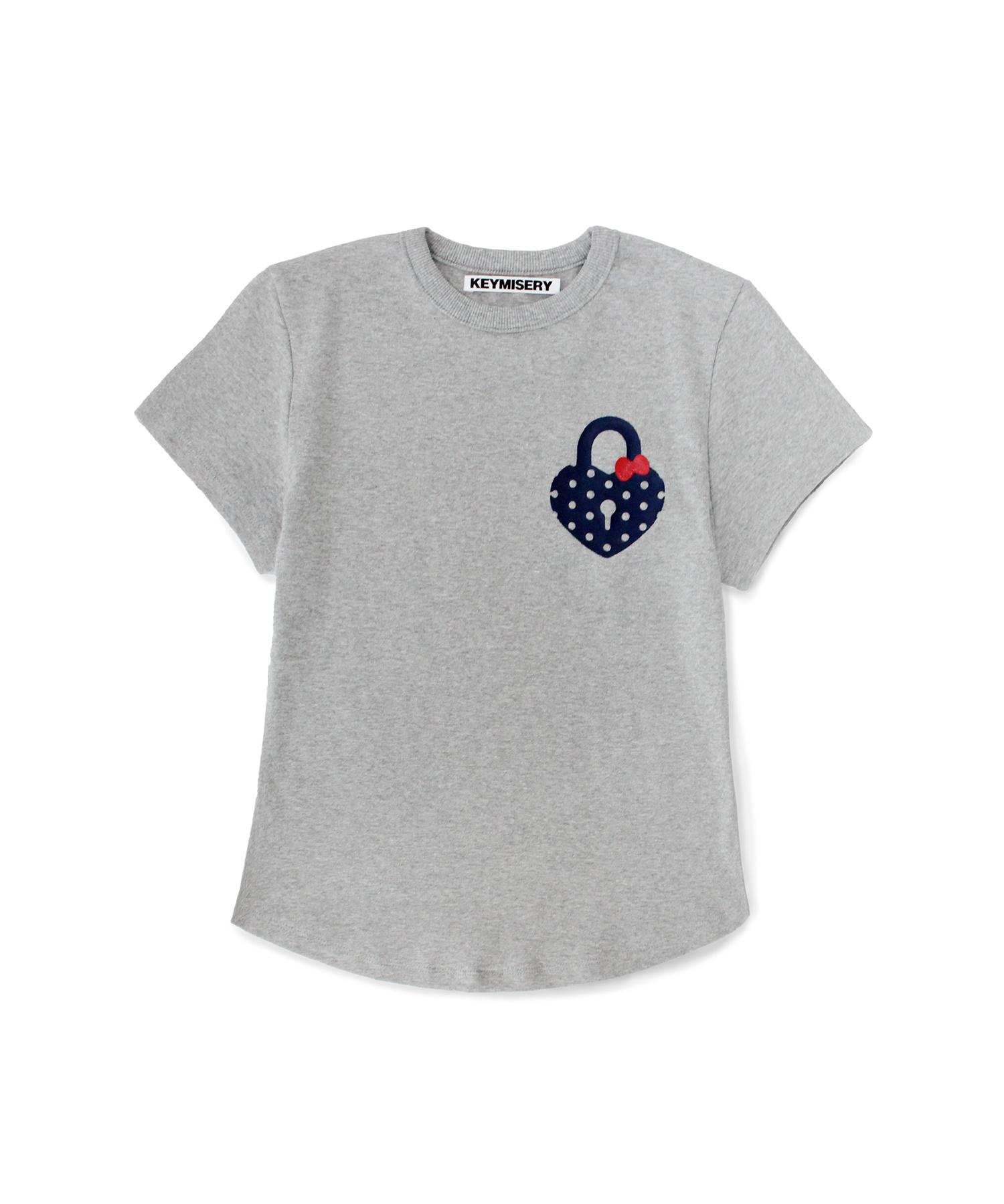 Kimijeri Heart Lock Dot Crop T-Shirt (Gray) Gray/Free