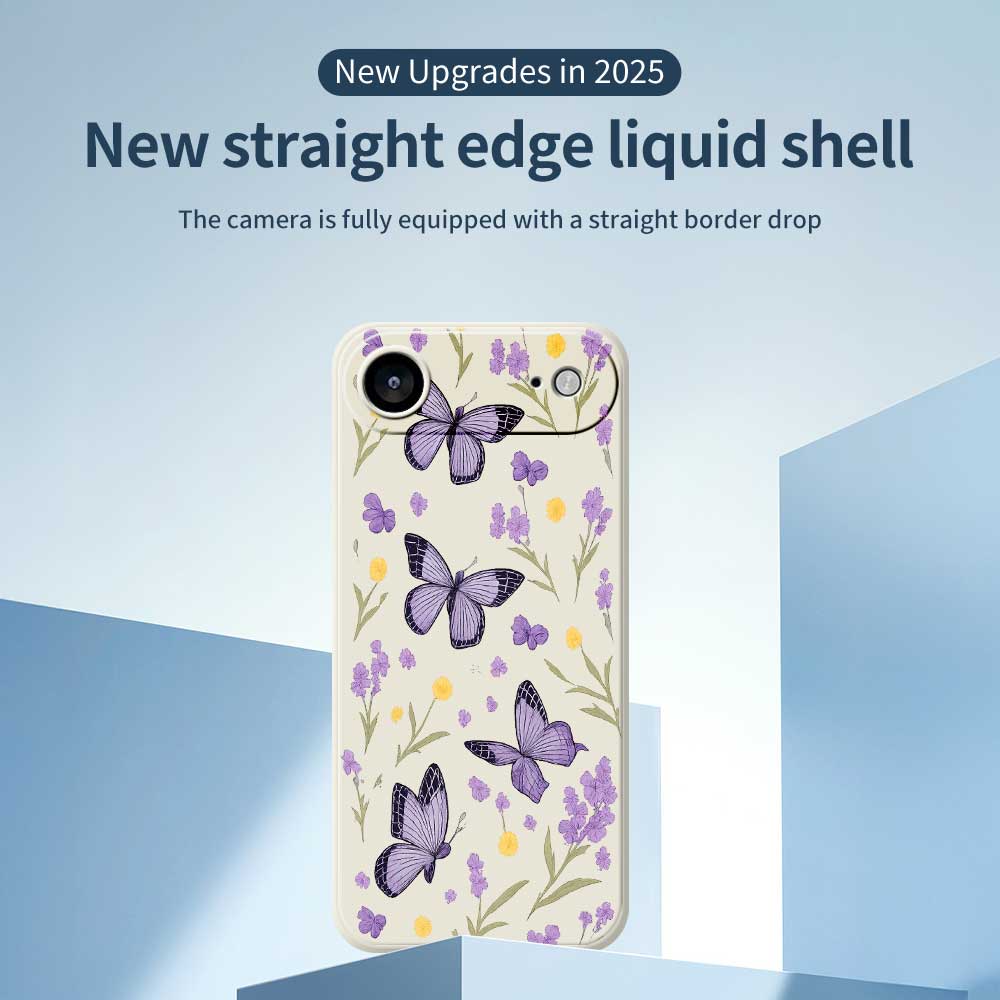 For iPhone 17 Air Case Purple Butterflies Pattern Printing Straight Edge TPU Phone Back Cover