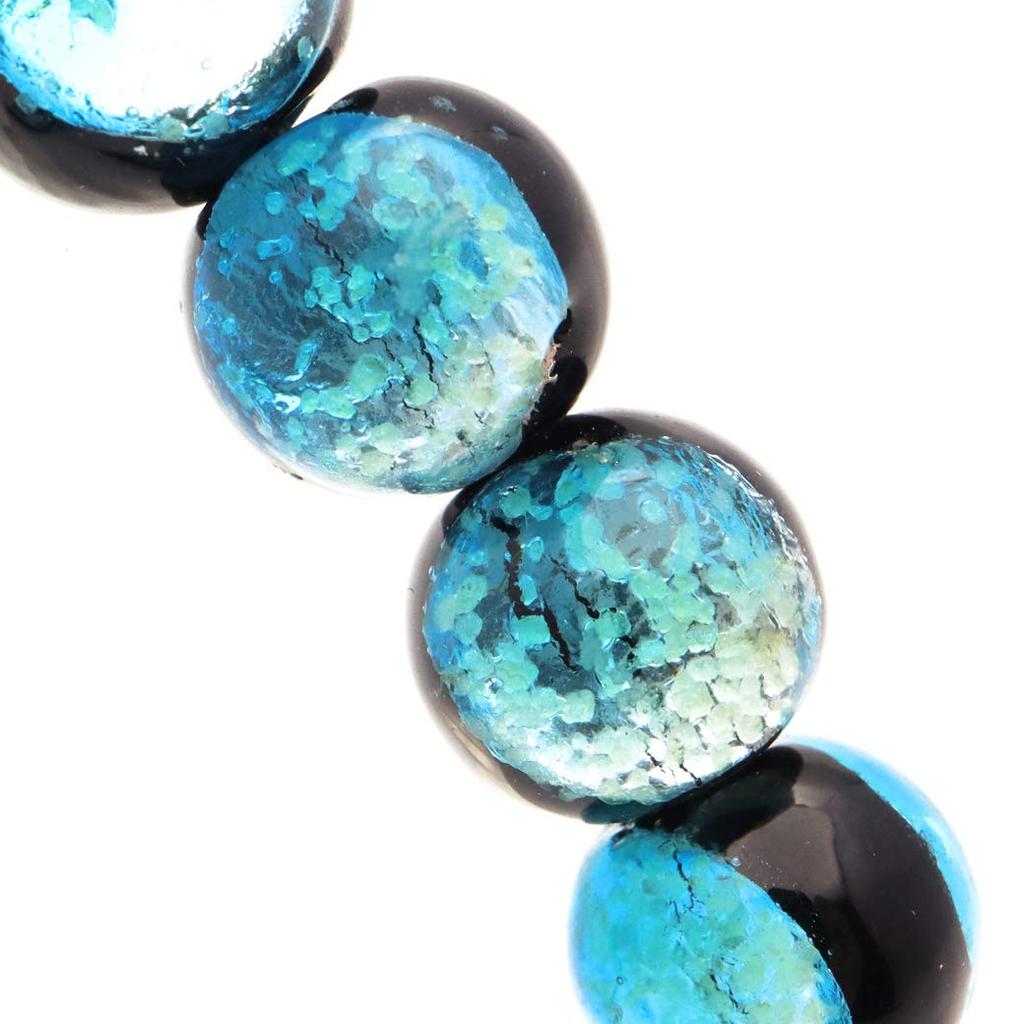 [GOLD STONE] Glowing Hateruma Blue Firefly Glass 8mm Bracelet from Hateruma Island, Okinawa, Inner Diameter: Approx. 16.5cm