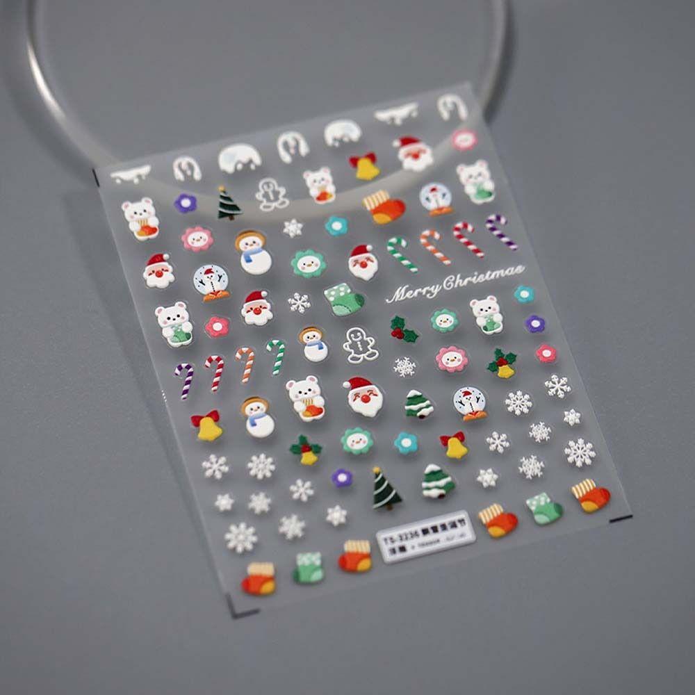 Nail Art Decoration Christmas Nail Stickers DIY Nail Charms Christmas Nail Decals Colorful   Girls