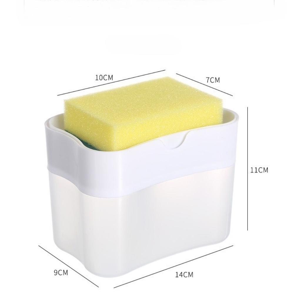 Press Soap Dispenser Box Scrubbing Liquid Container Kitchen Bathroom Automatic Detergent Foam Delivery Box with Sponge Holder