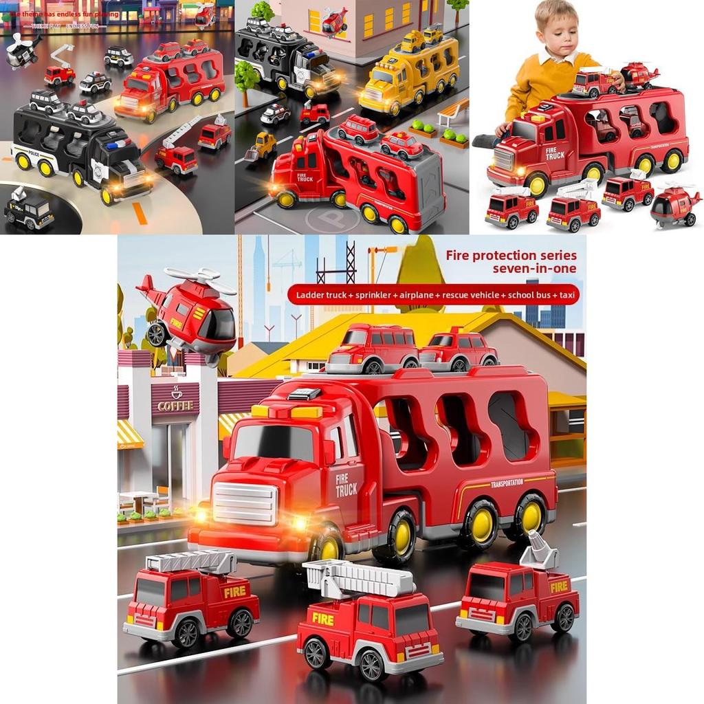 Fire Vehicle Toy Set With Flashing Lights And Music For Kids Playroom