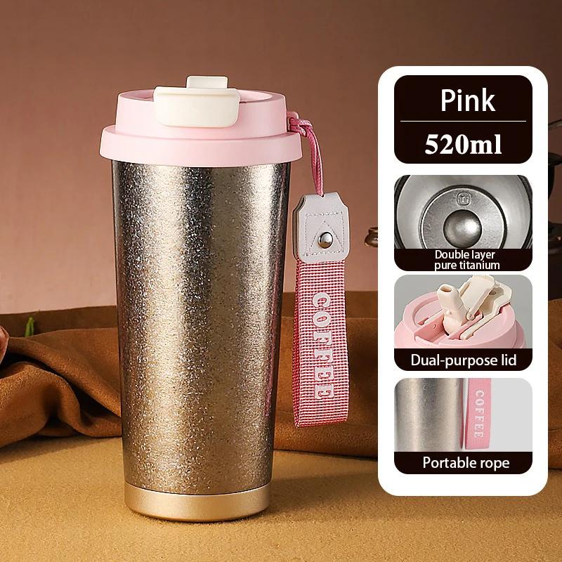 521ml Pure Titanium Coffee Mug Outdoor Corrosion Resistance Thermal Insulated Coffee Mug Car Vacuum Flasks Drinking Utensils